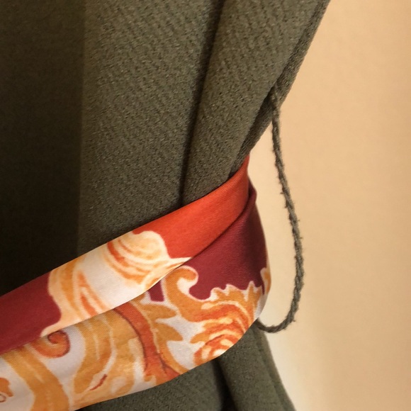 Zara Olive green dress with tie - Picture 6 of 8